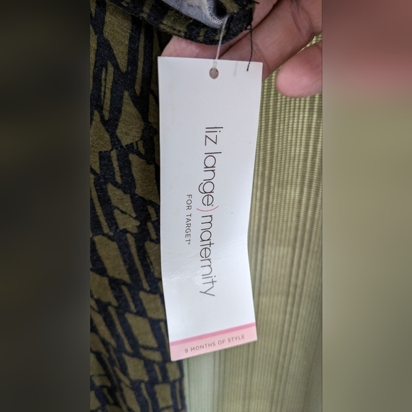 Liz Lange Maternity Olive & Black Geo Print Dress Size XXL NWT - Picture 3 of 4